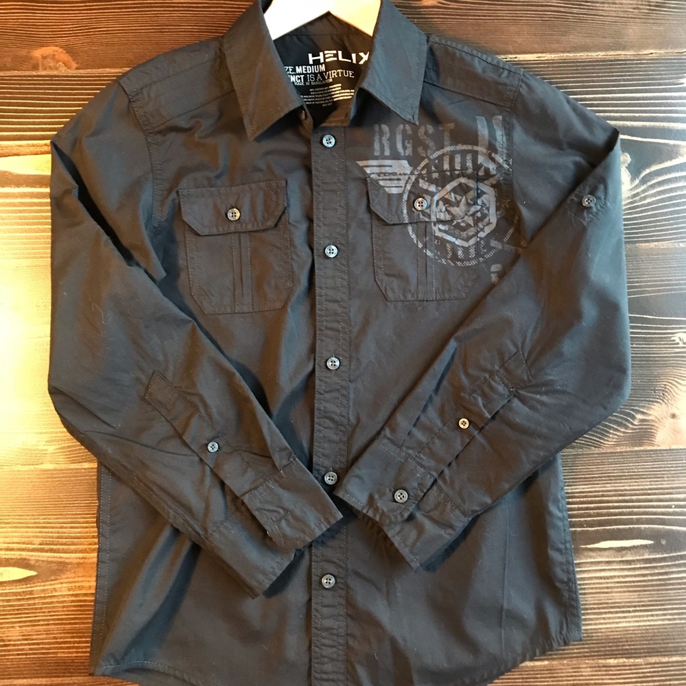 Helix Boys Black casual button shirt size medium